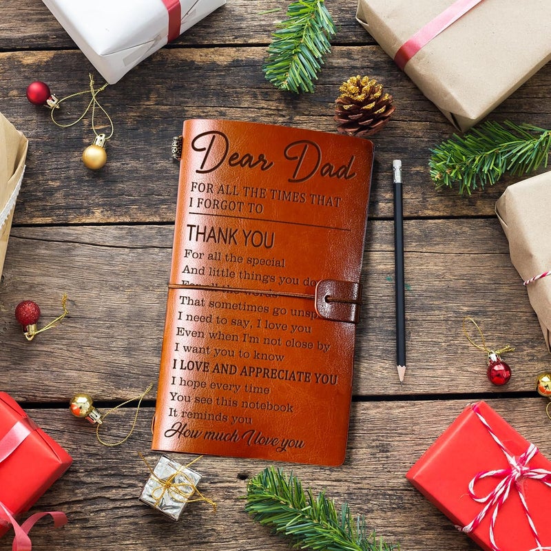PRSTENLY Gifts for Dad, Dad Gifts Leather Journal, Birthday Valentines Day Fathers Day Christmas Gift for Dads from Daughter Son Kids- 140 Page Refillable Notebooks - Image 5